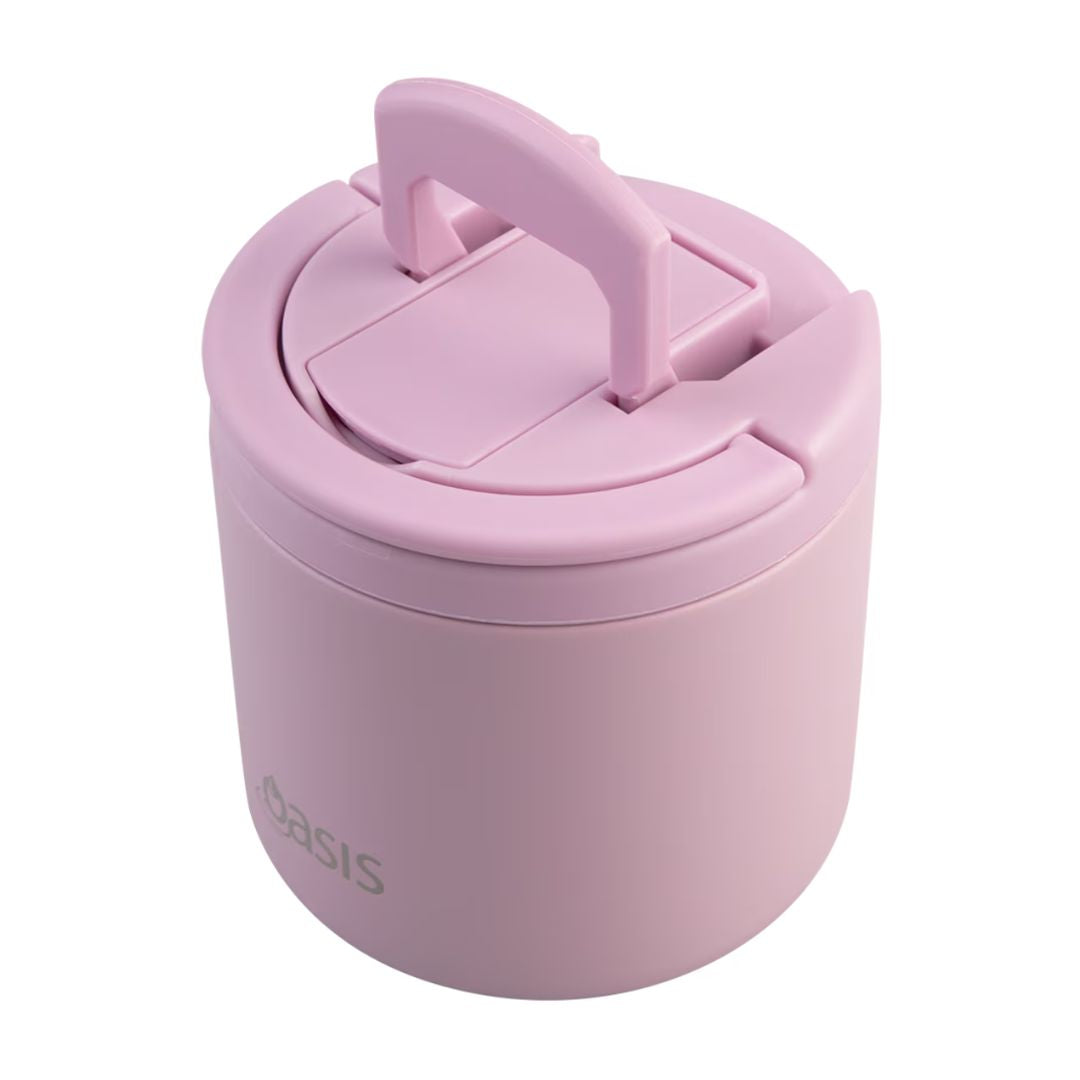 Oasis | Stainless Steel Double Wall Insulated Food Flask with Quick Release Lid & Spork - 500ml | Blush
