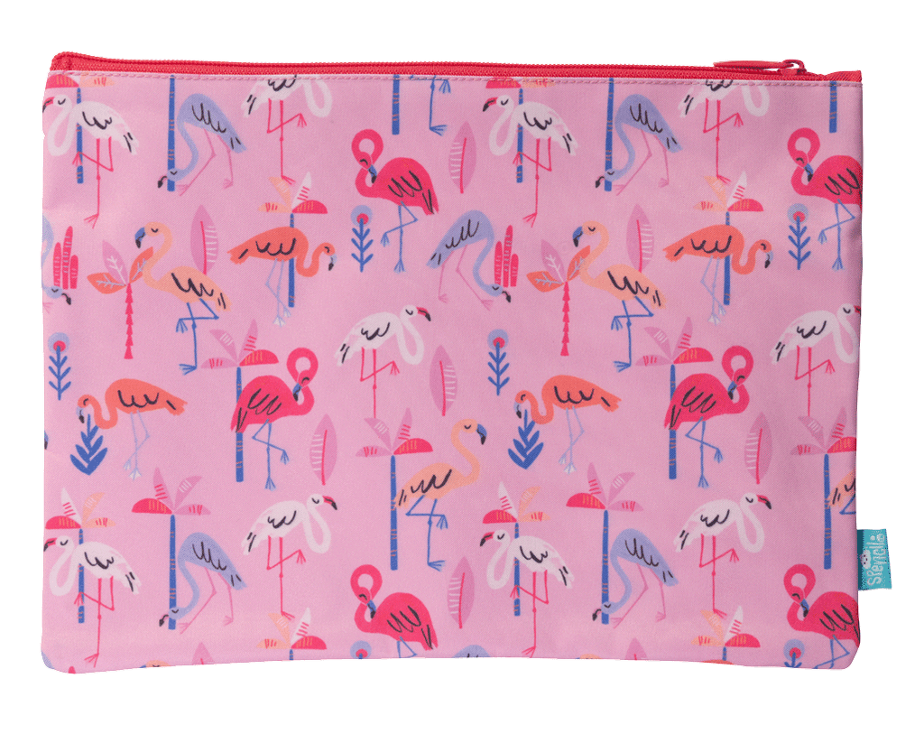 Spencil | A4 Twin Zip Pencil Case | Flamingo Splash
