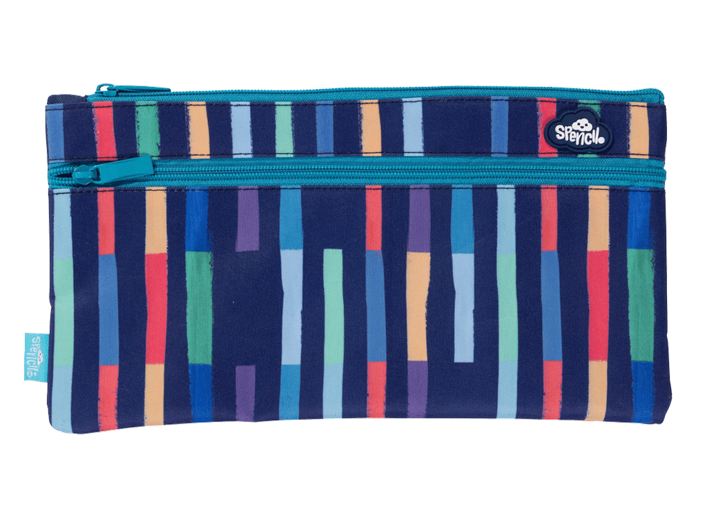 Spencil | Twin Zip Pencil Case | Bright Stripes