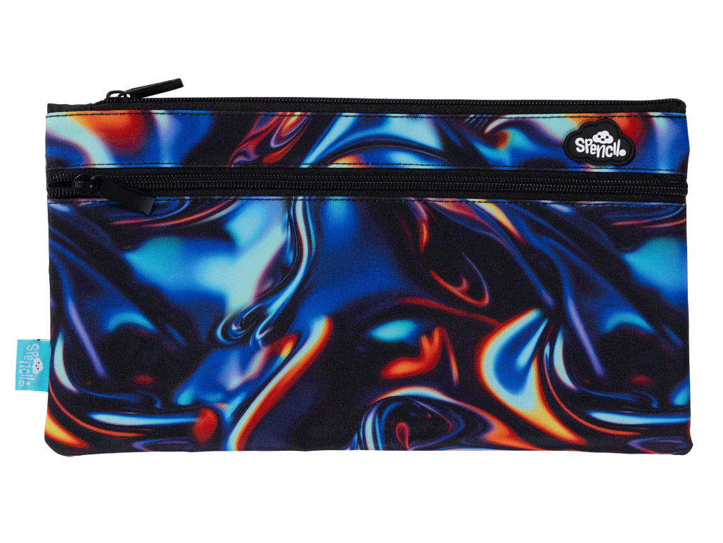Spencil | Twin Zip Pencil Case | Metallic Waves