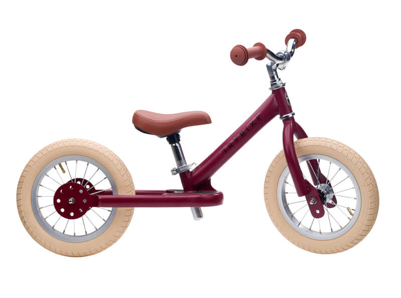 Steel Red Vintage 3‑Wheel Trybike – sturdy retro-style toddler bike with low step-through frame, wide seat, high-back support, and noise‑reduction wheels