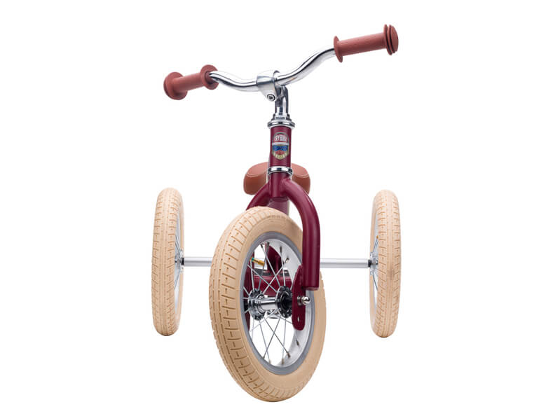 Steel Red Vintage 3‑Wheel Trybike – sturdy retro-style toddler bike with low step-through frame, wide seat, high-back support, and noise‑reduction wheels
