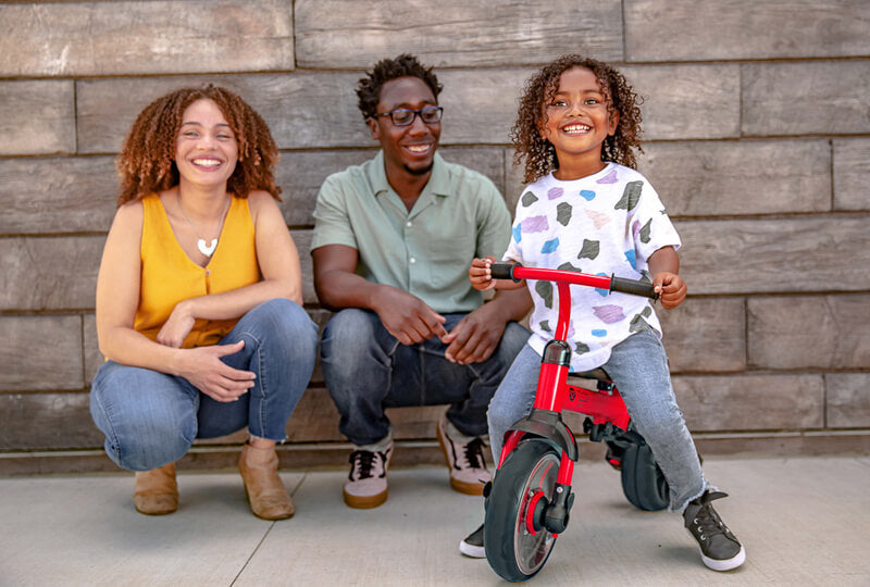 Velo Flippa red trike – 4-in-1 convertible toddler ride-on with removable push handle, wide seat, sturdy frame and non-slip footrests