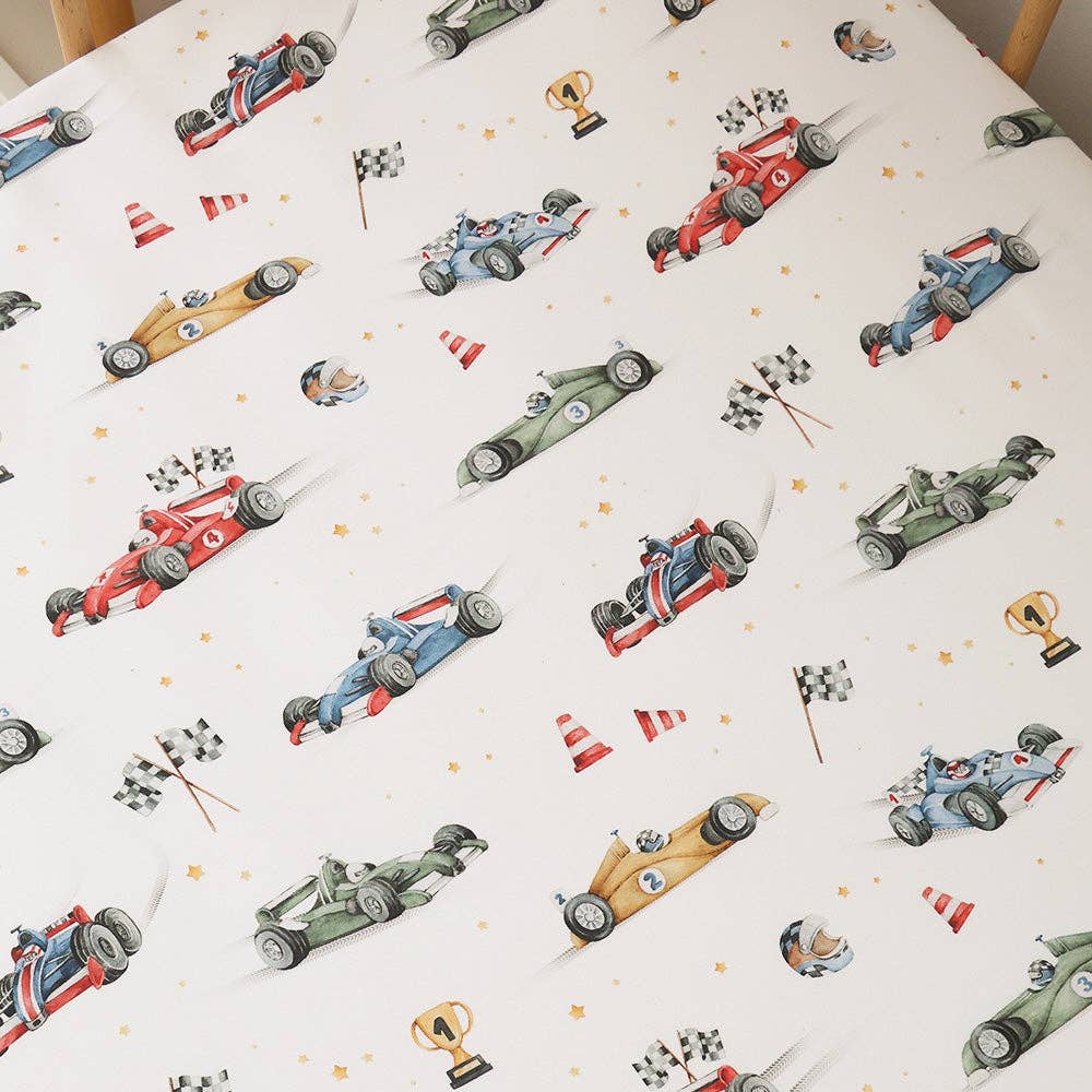 Snuggle Hunny - Little Racers Organic Fitted Cot Sheet