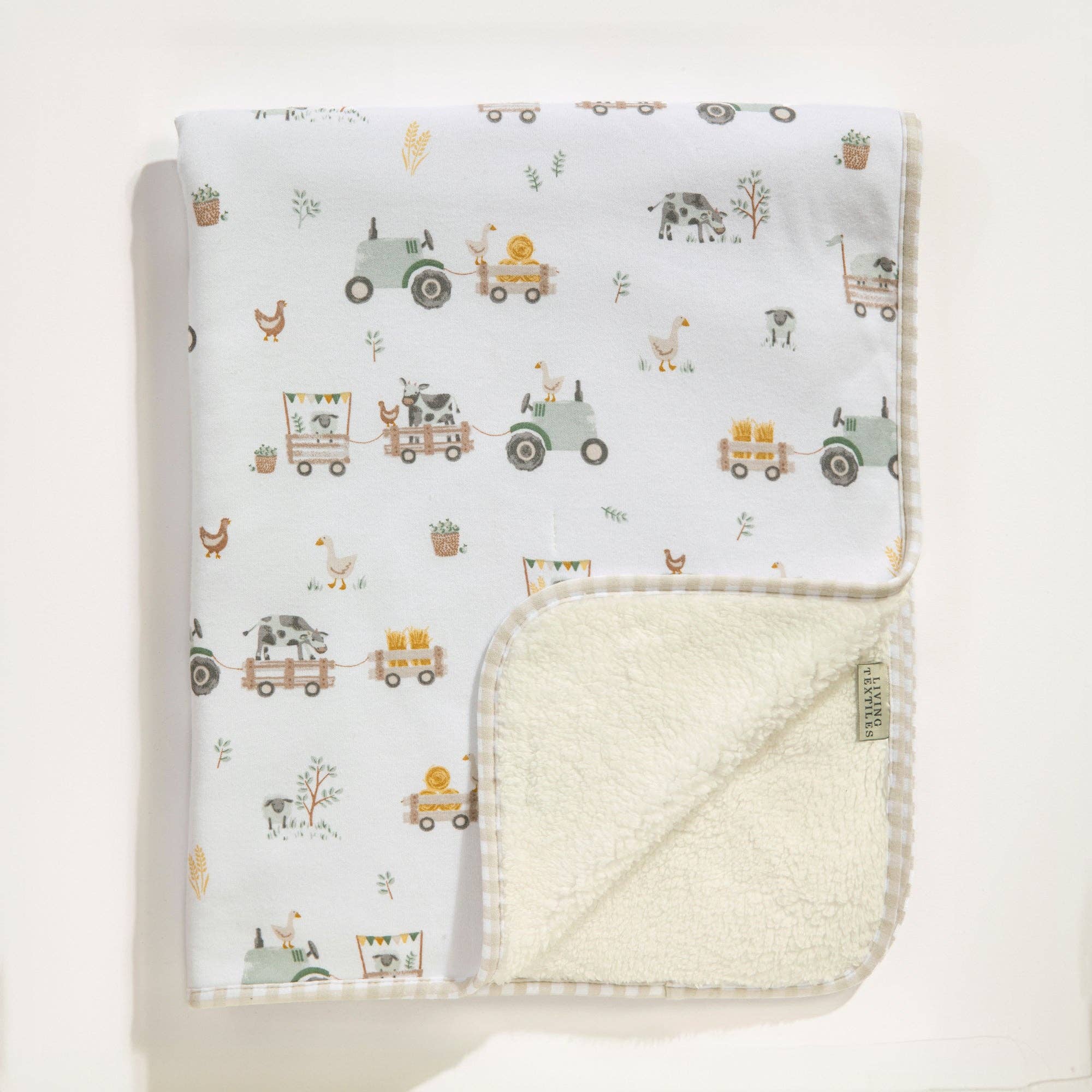 Living Textiles | Jersey Sherpa Blanket | Tractor Ride