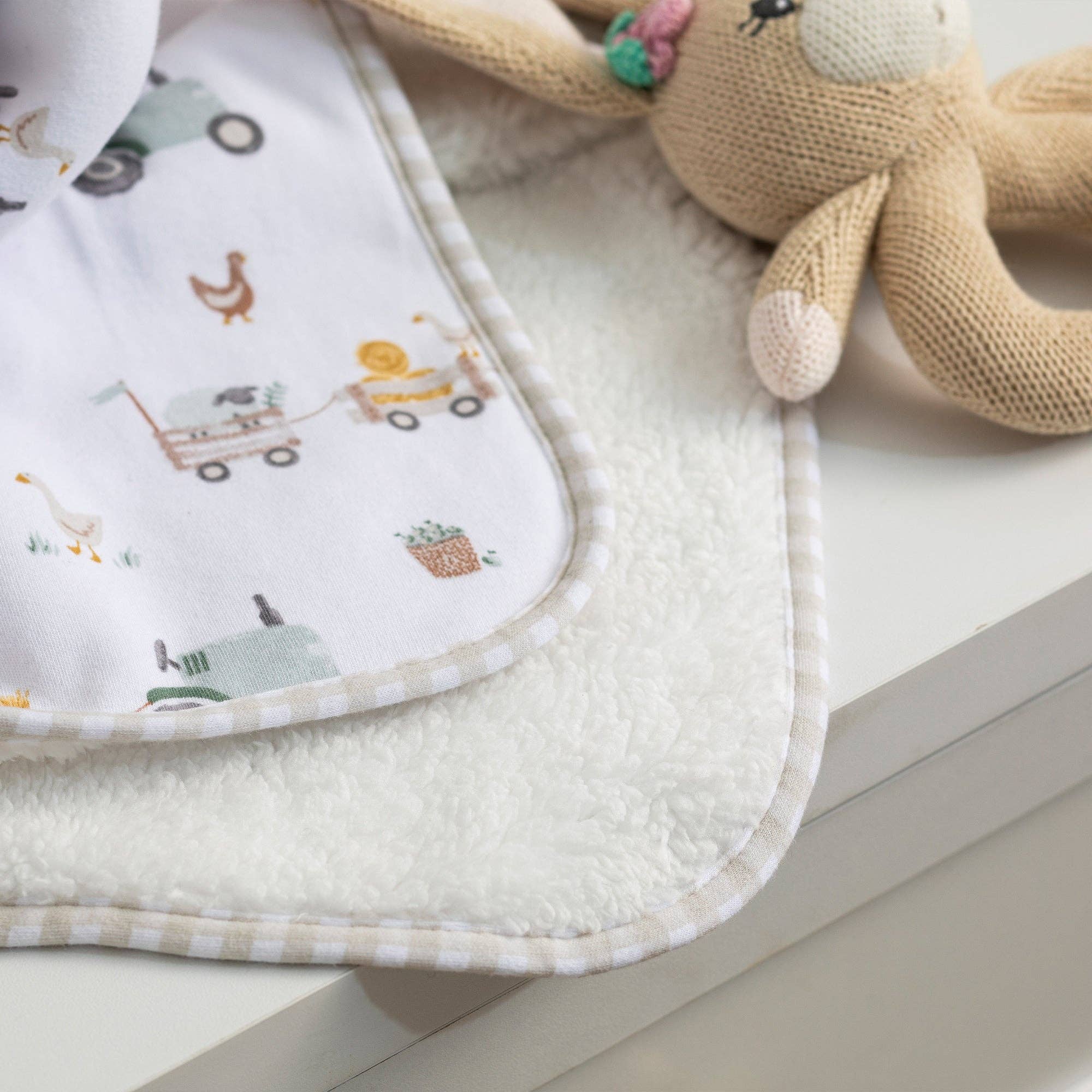 Living Textiles | Jersey Sherpa Blanket | Tractor Ride