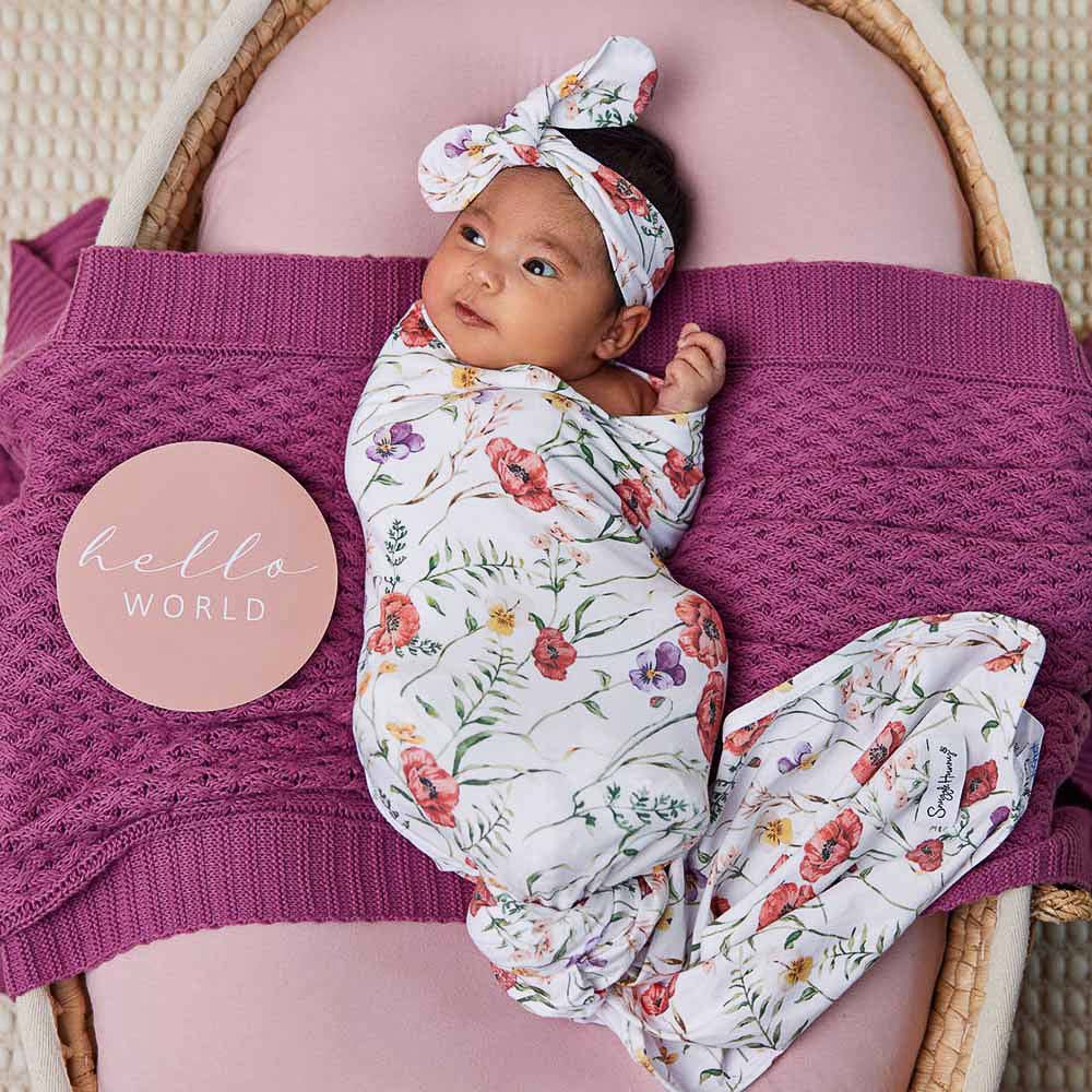 Snuggle Hunny | Organic Jersey Wrap & Topknot Set | Meadow