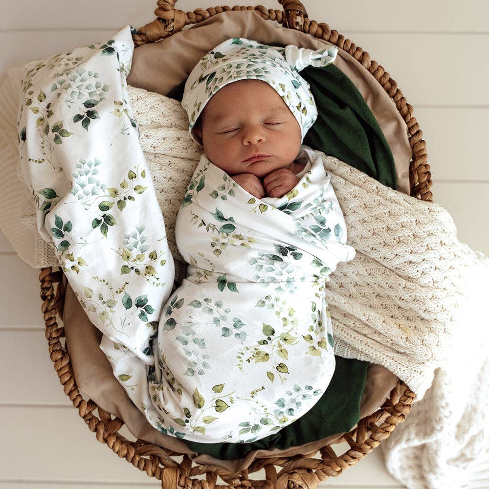 Snuggle Hunny | Organic Jersey Wrap & Topknot Set | Eden