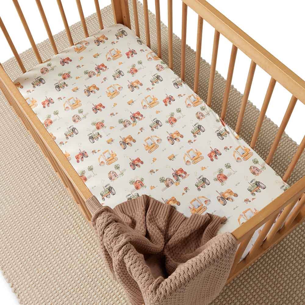 Snuggle Hunny | Organic Fitted Cot Sheet | Diggers