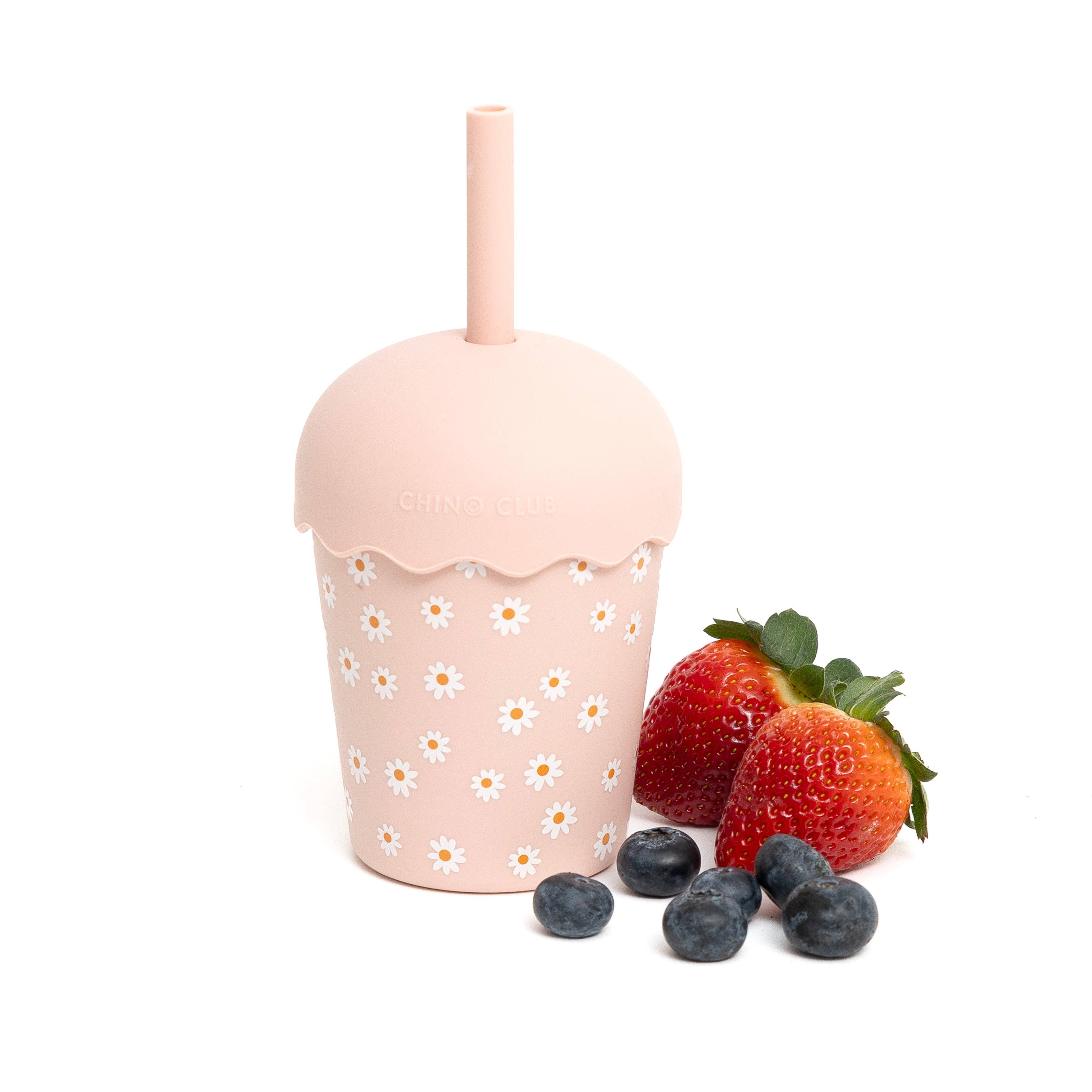 Chino Club | Pink Daisy Mini Smoothie Cup & Straw 200ml