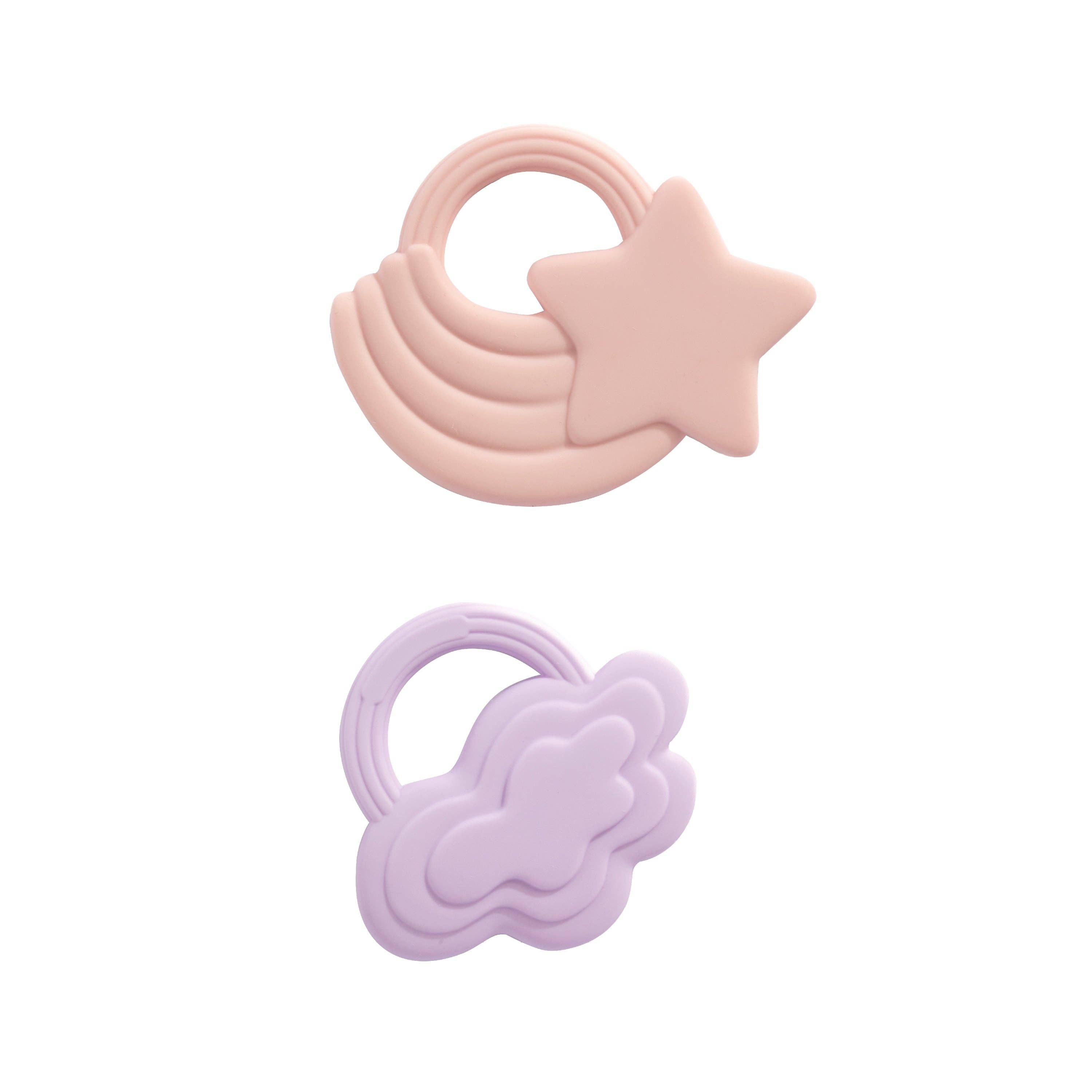 Living Textiles 2pk Silicone Teether Stars & Cloud Pink