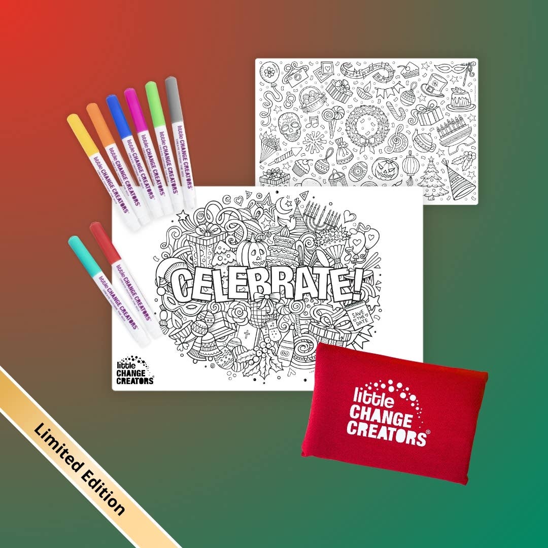 Little Change Creators | CELEBRATE! Reusable Pocket Colouring Set | Christmas Limited Edition