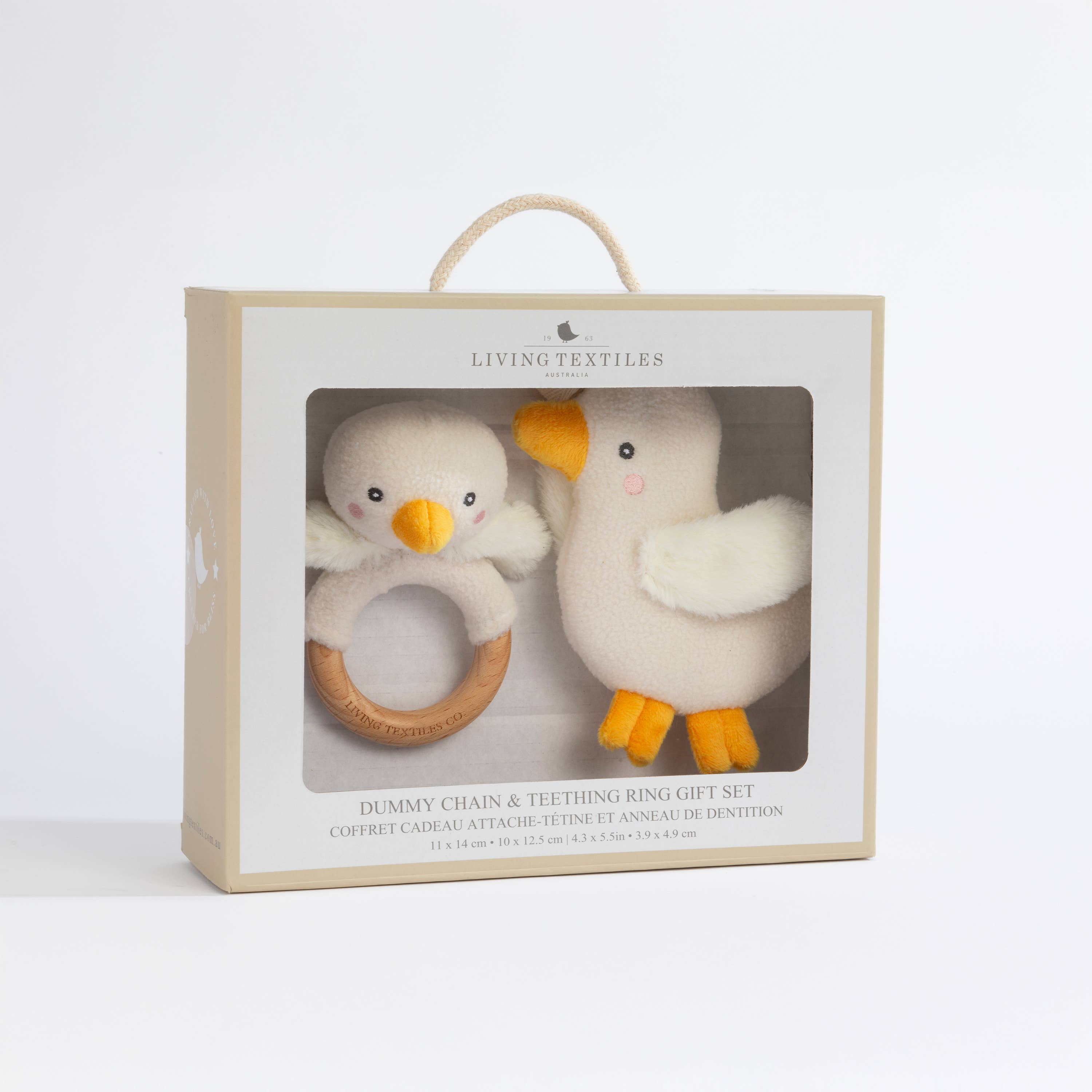 Living Textiles | Teething Ring & Dummy Chain Gift Set