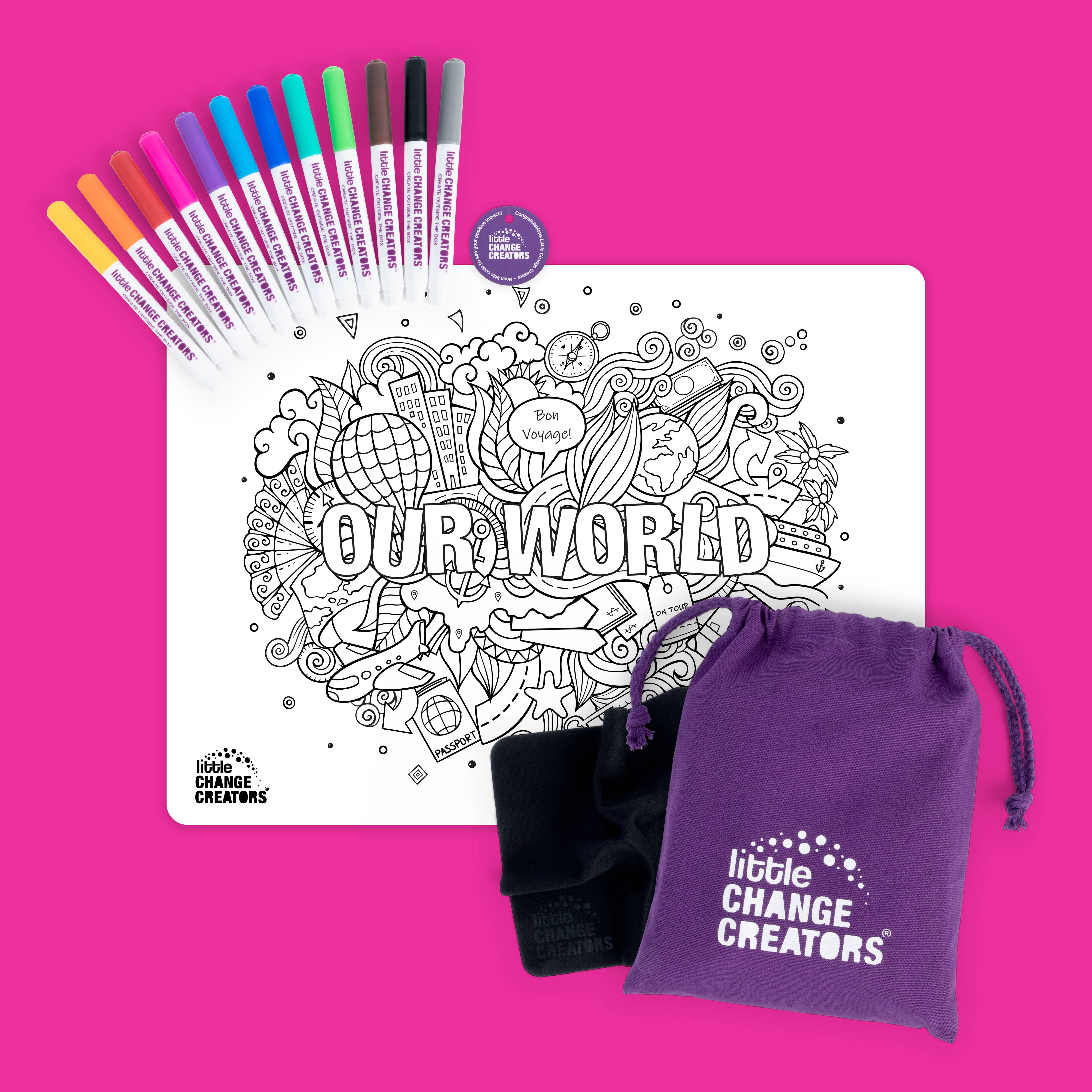 Little Change Creators - OUR WORLD | Re-FUN-able™ Colour-In Placemat for Kids