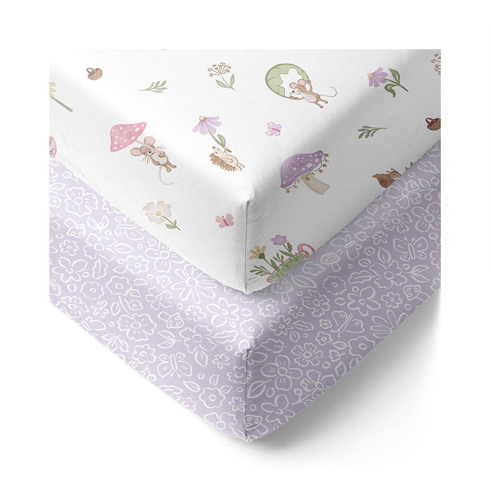 Living Textiles | 2 Pack Organic Cot Fitted Sheet Whimsical Wonderland