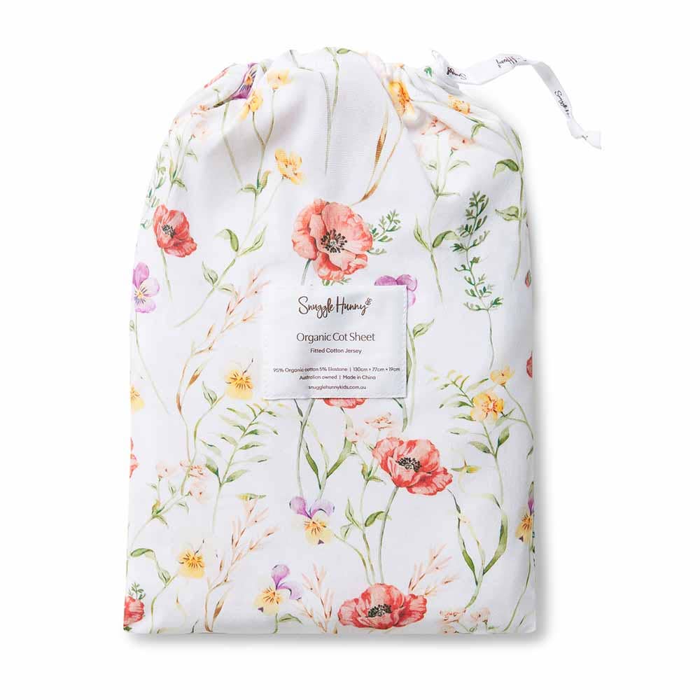 Snuggle Hunny |Organic Fitted Cot Sheet | Meadow