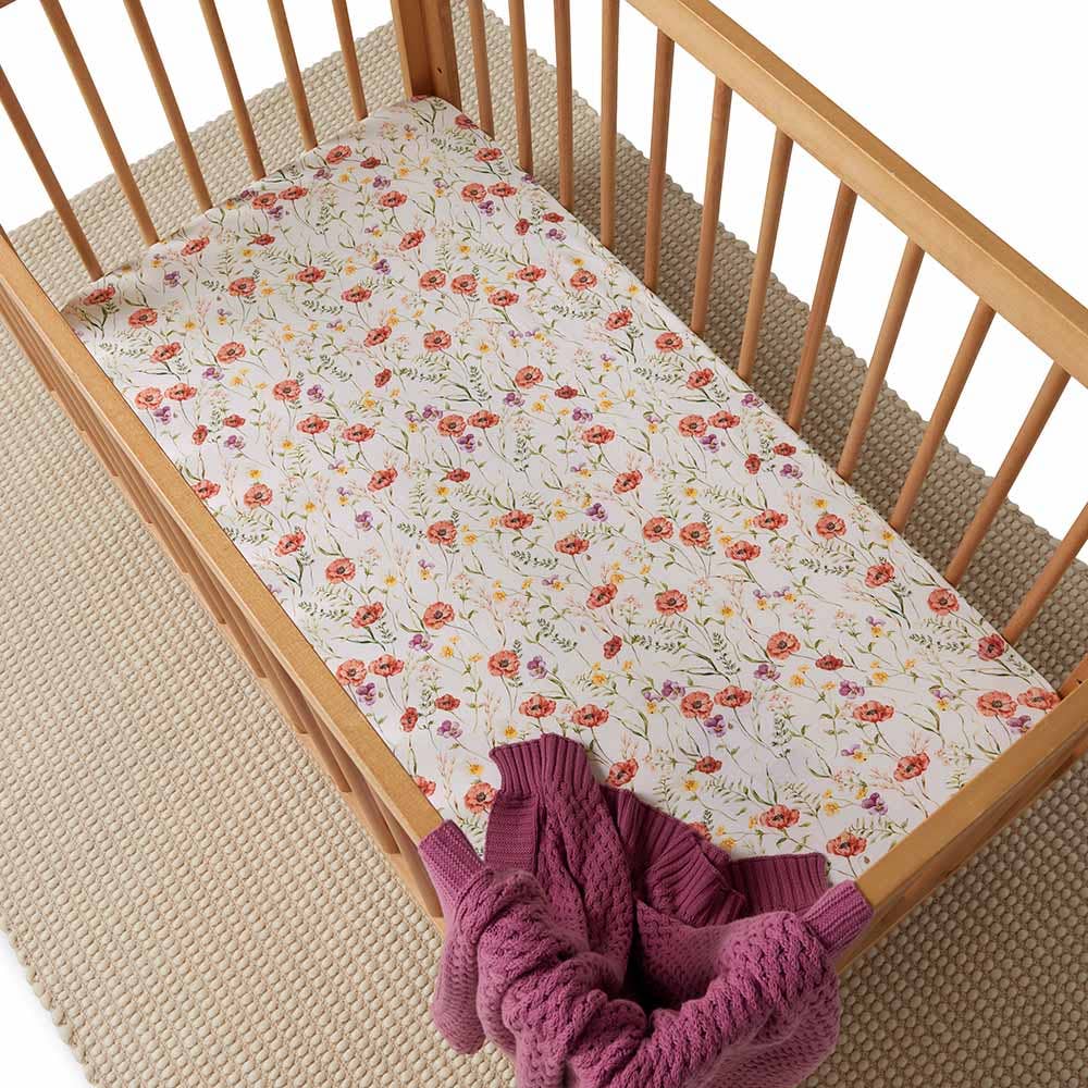 Snuggle Hunny |Organic Fitted Cot Sheet | Meadow