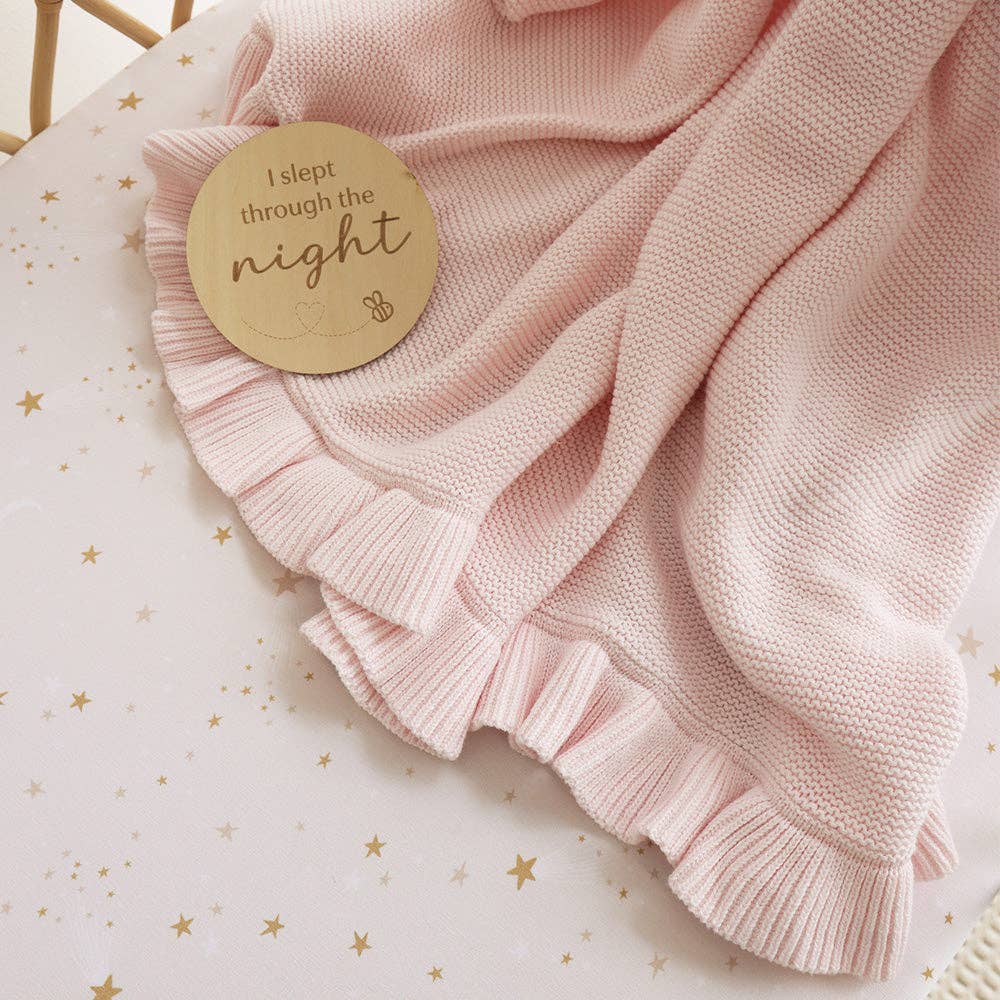 Snuggle Hunny - Blush Pink Ruffle Knit Organic Baby Blanket