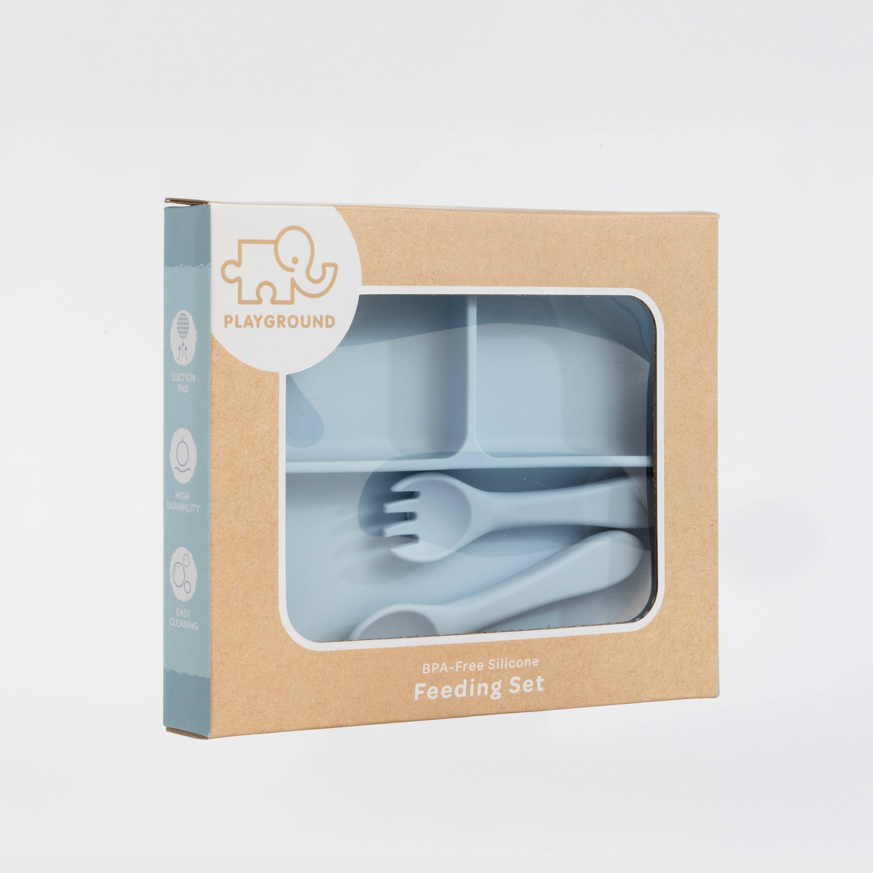 Living Textiles - Silicone Feeding Set- Dusty Blue