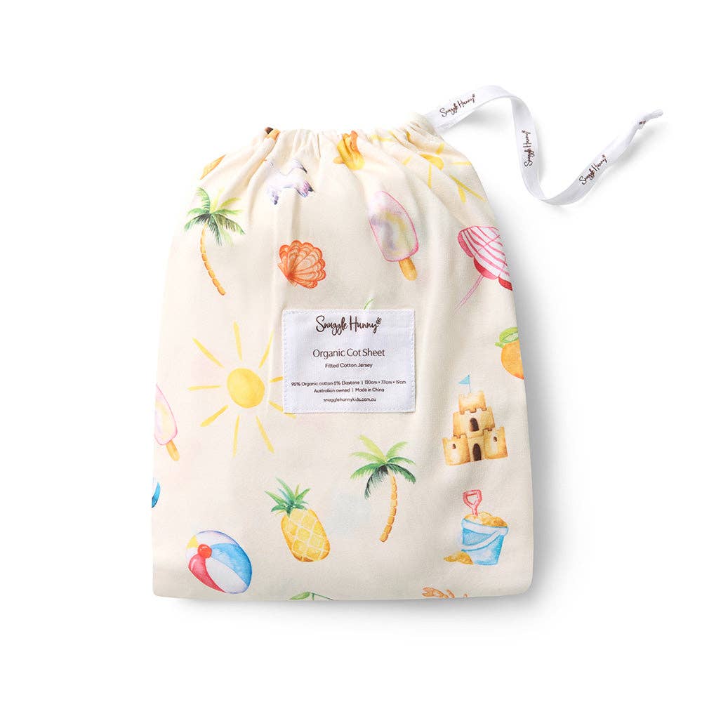 Snuggle Hunny - Beach Fun Organic Fitted Cot Sheet