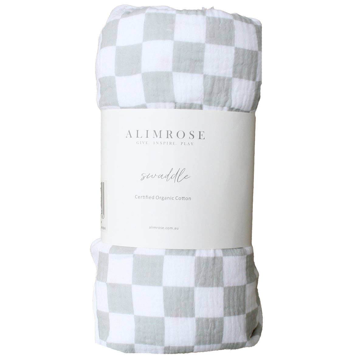 Alimrose Muslin Swaddle | Dove Grey Check