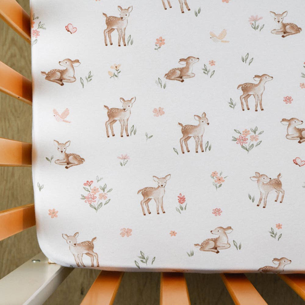 Living Textiles | 2 Pack Organic Cot Fitted Sheet Fawn Fables