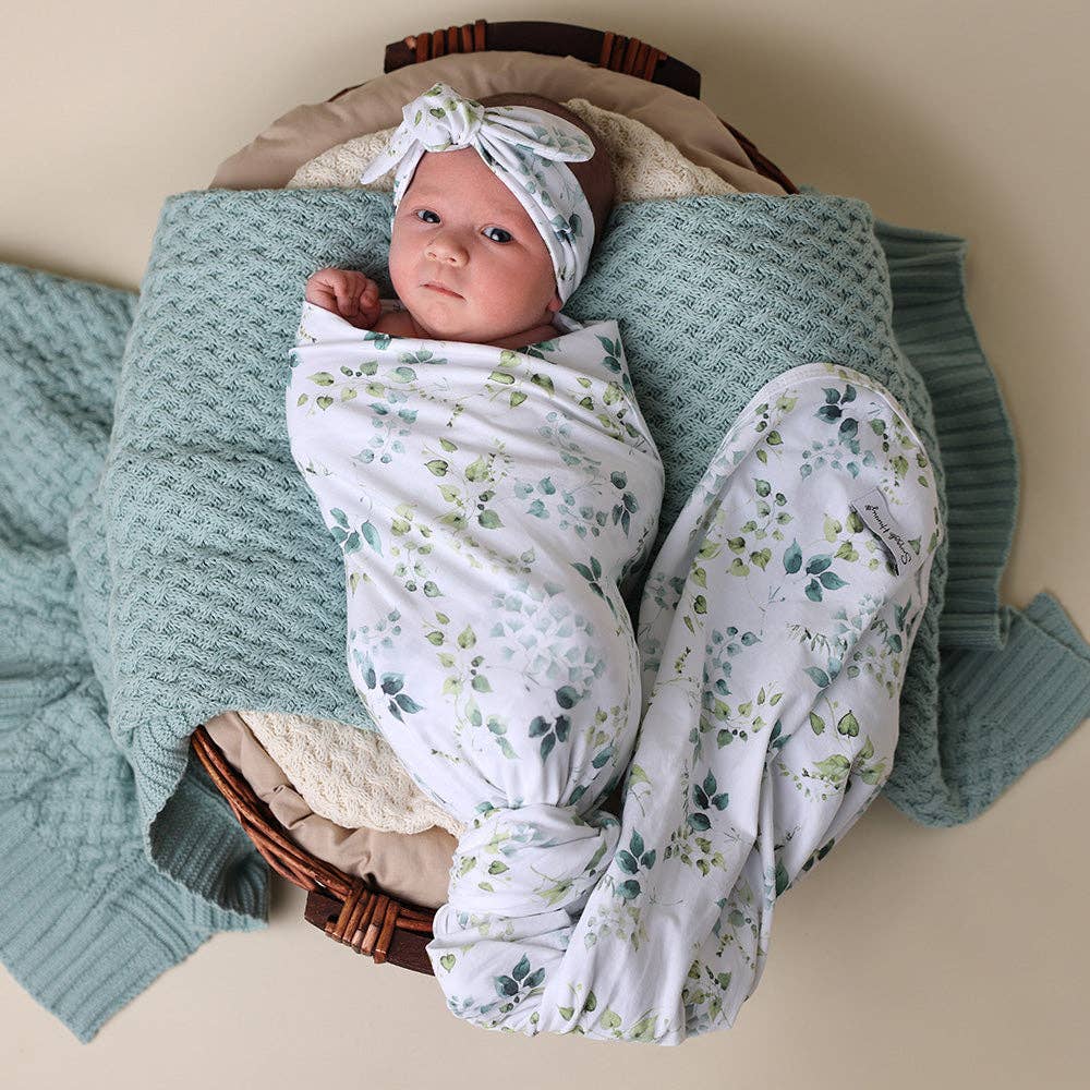Snuggle Hunny | Organic Jersey Wrap & Topknot Set | Eden
