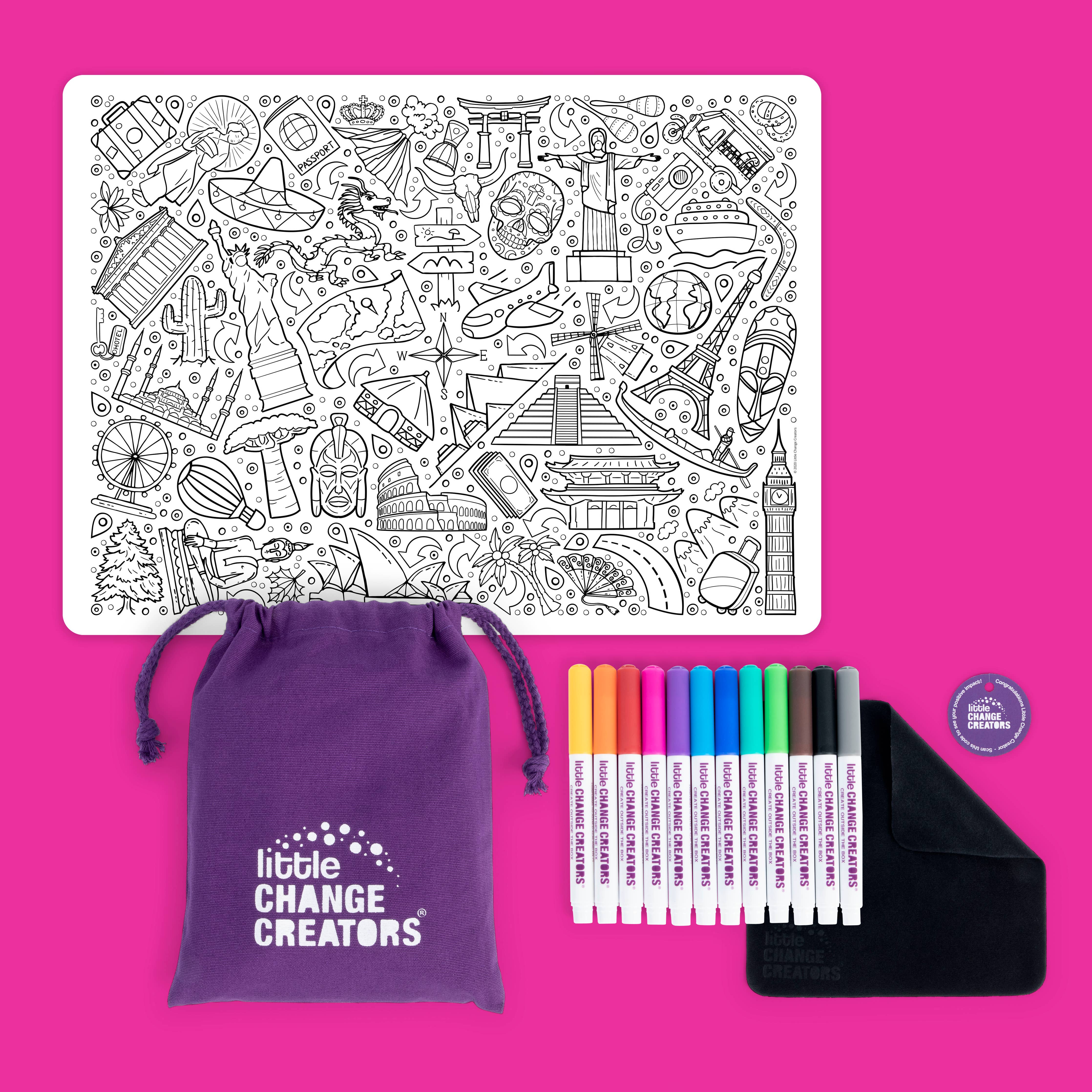 Little Change Creators - OUR WORLD | Re-FUN-able™ Colour-In Placemat for Kids