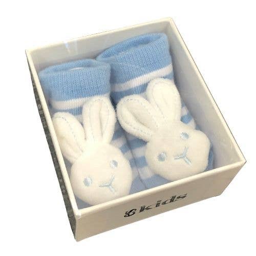 ES Kids Socks with Rattles Bunny Blue 0-6mths