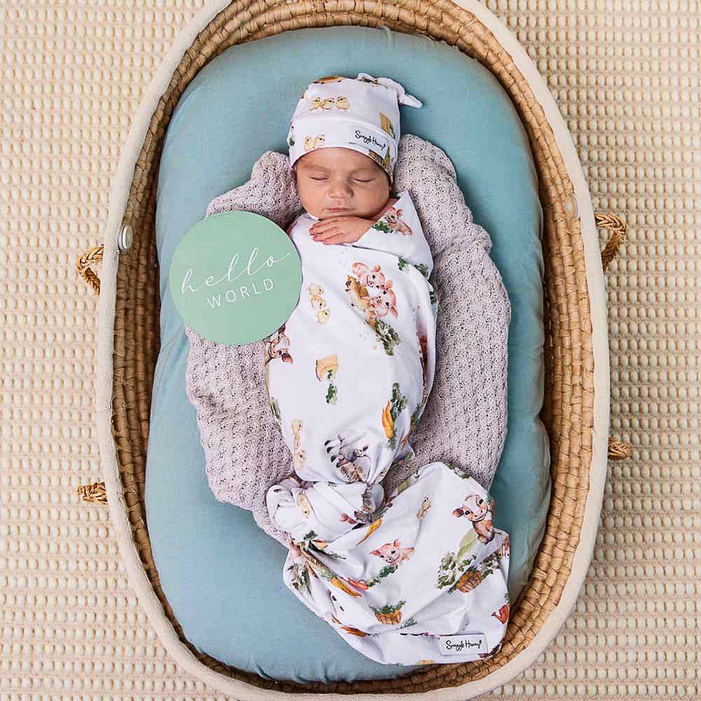 Snuggle Hunny Organic Jersey Wrap & Beanie Set | Farm