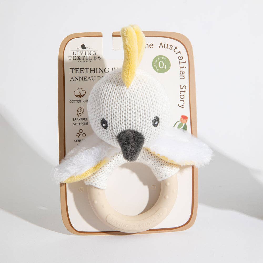 Living Textiles - Ring Rattle - Cockatoo