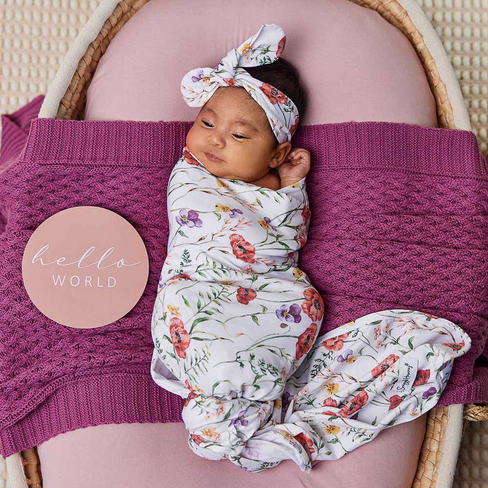 Snuggle Hunny | Organic Jersey Wrap & Topknot Set | Meadow