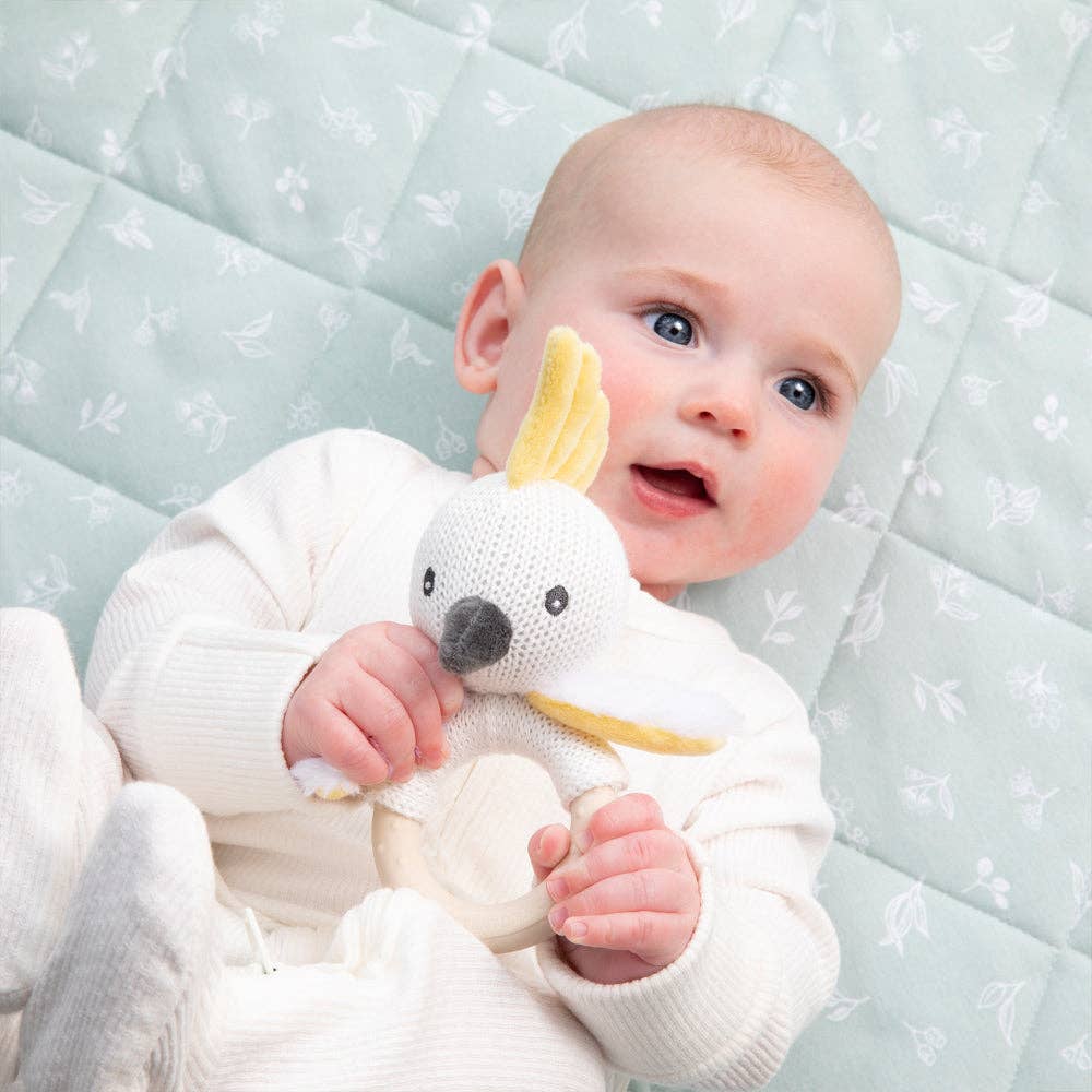 Living Textiles - Ring Rattle - Cockatoo