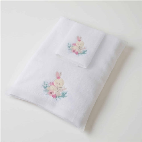 Jiggle & Giggle Pink Bunny Bath Towel and Face Washer Set