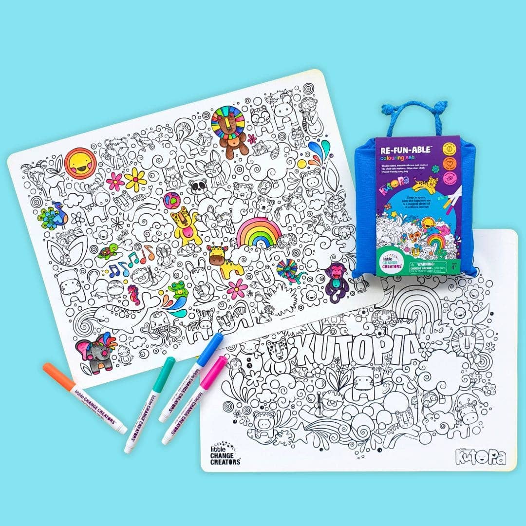 Little Change Creators | KUTOPIA | Re-FUN-able™ Reusable Colouring + Doodle Mat