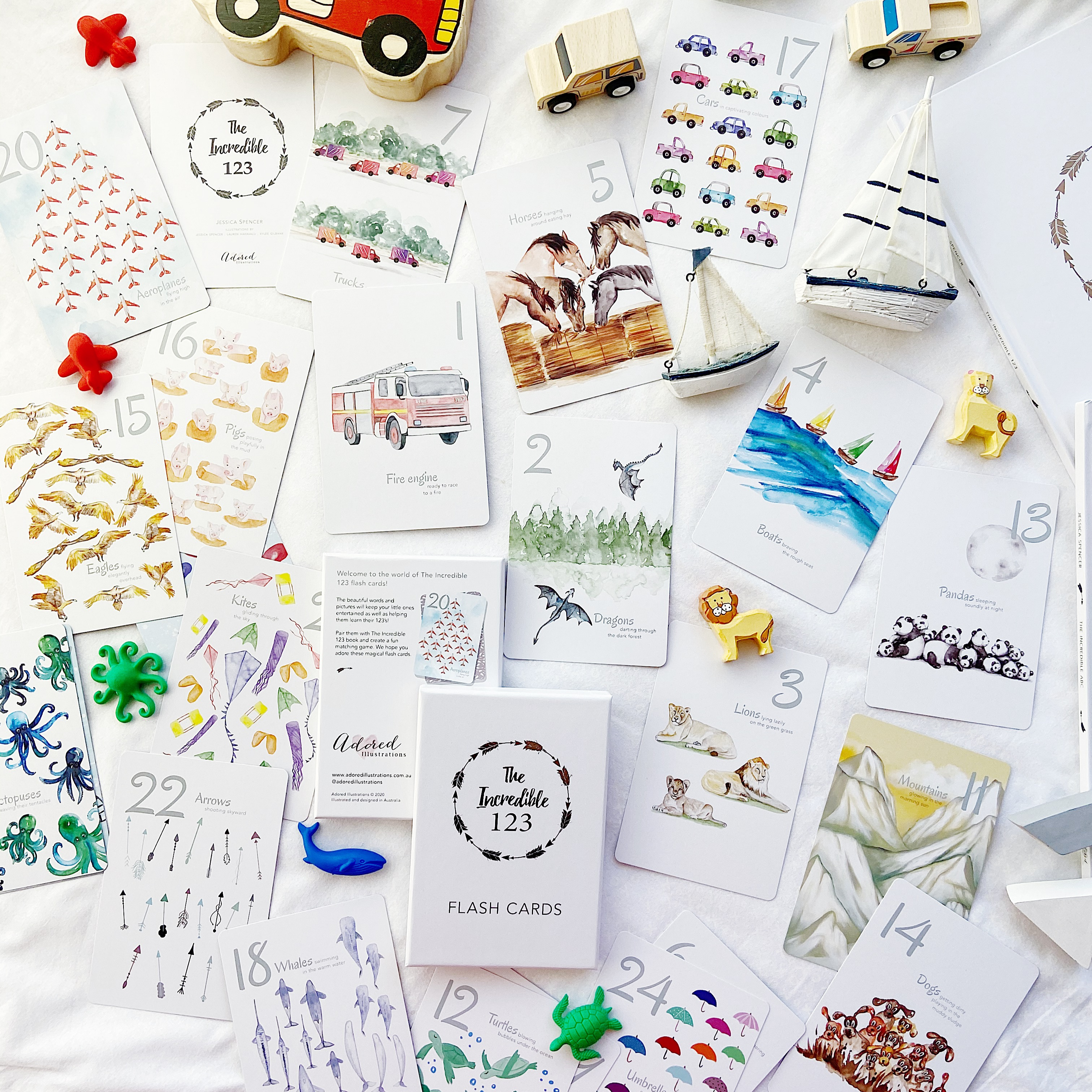 Adored Illustrations | The Incredible 123 Flash Cards