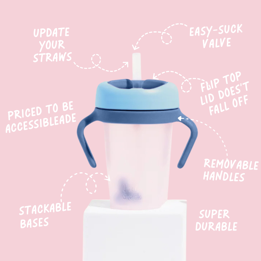 Little Stackers | Weighted Straw Sippy Cup Two Pack: Pink Aqua