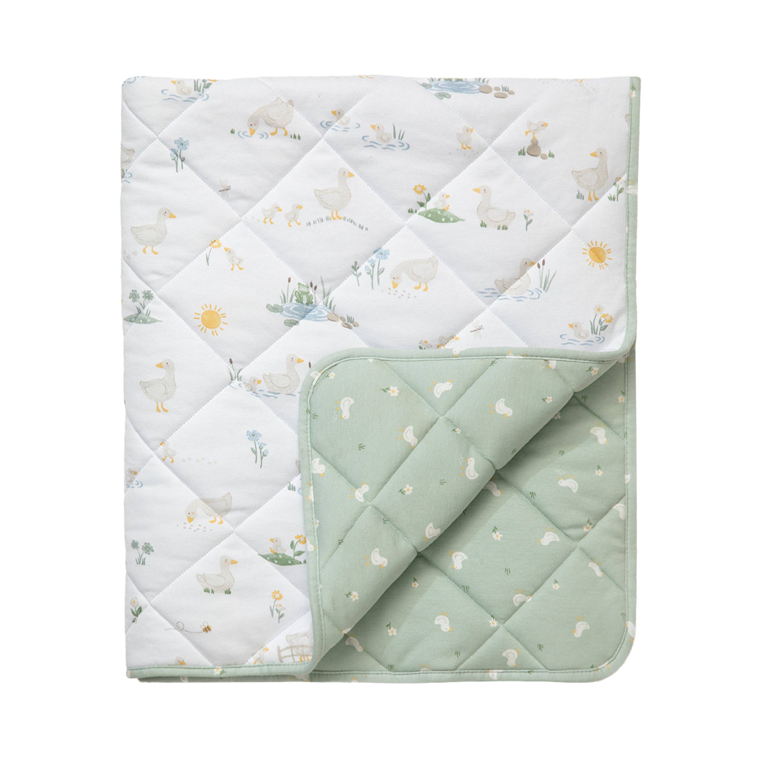 Living Textiles | Organic Jersey Quilted Cot Comforter | Goosey Goosey