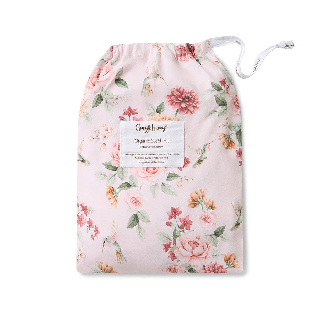 Snuggle Hunny - Birds & Blooms Organic Fitted Cot Sheet