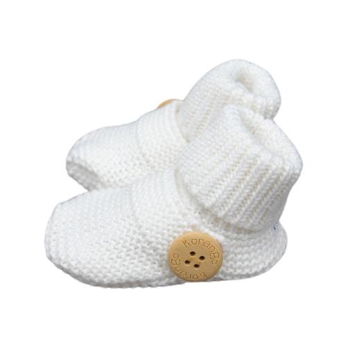 Korango Knitted Button Booties | White