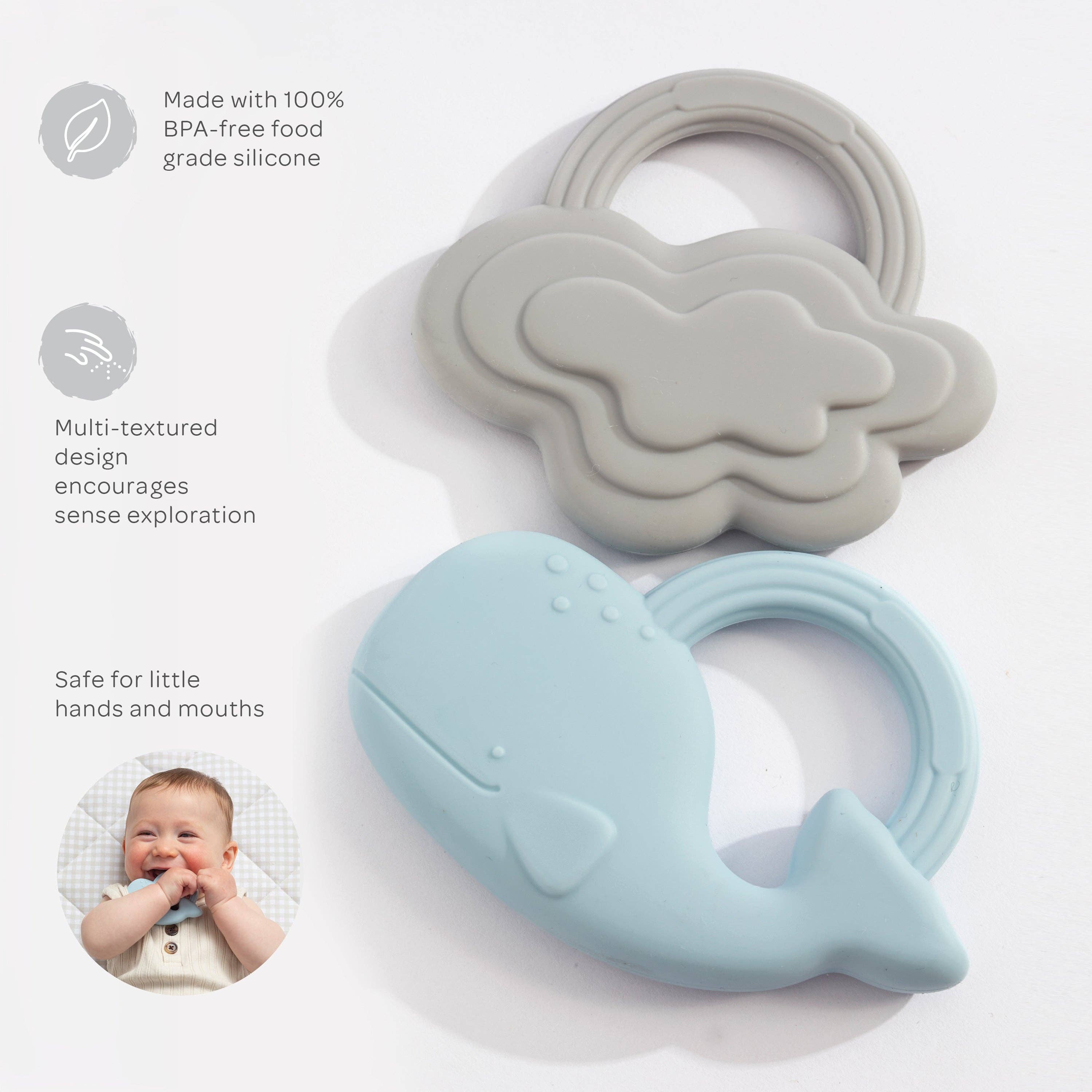 Living Textiles 2pk Silicone Teether Whale & Cloud