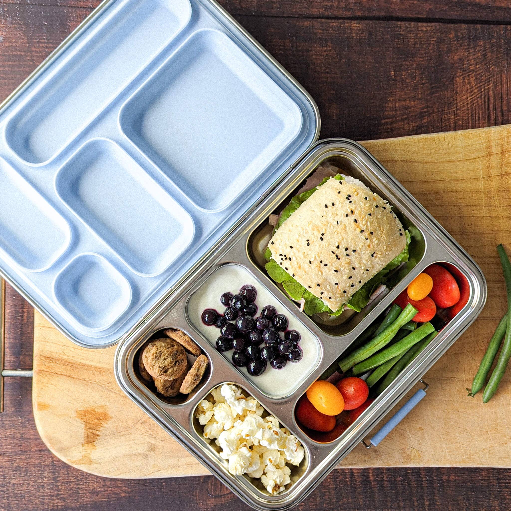 Ecococoon | Bento Box 5 - Stainless Steel - Leak Proof | Blueberry