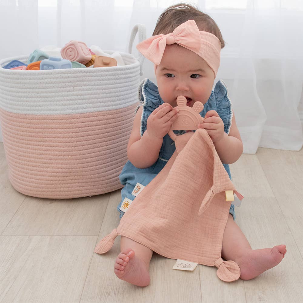 Living Textiles - Silicone Muslin Comfort Teether - Rose Pink