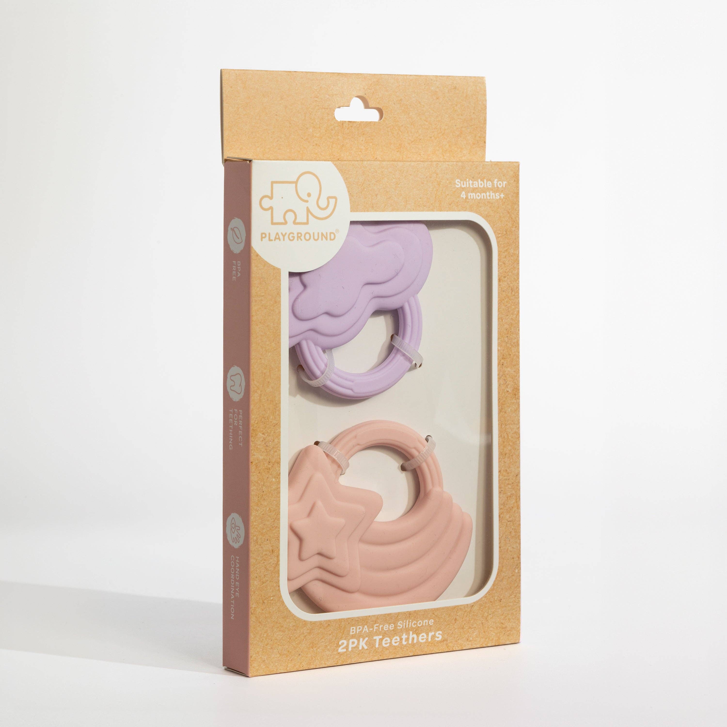 Living Textiles 2pk Silicone Teether Stars & Cloud Pink