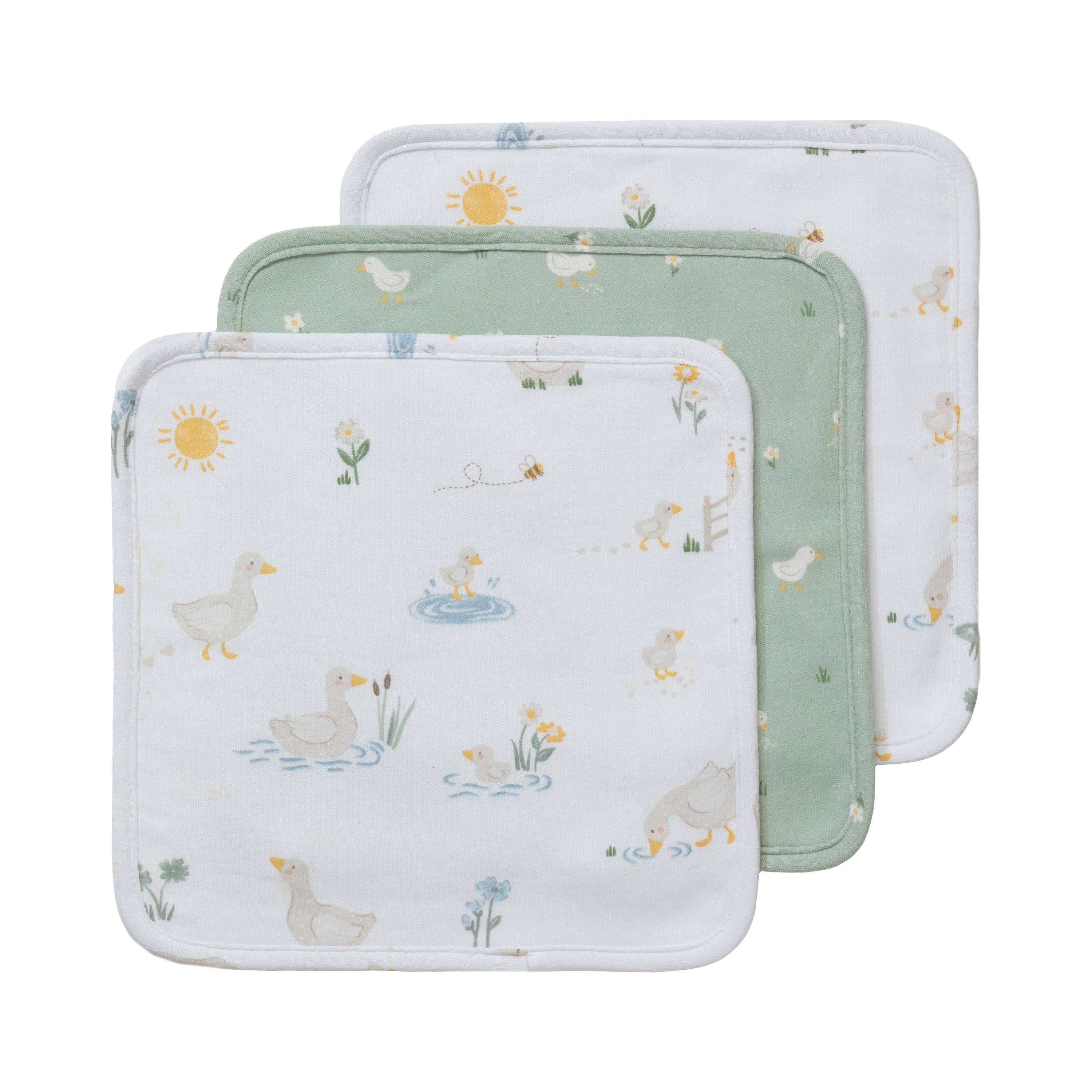 Living Textiles 3 Pack Wash Cloths Goosey Goosey