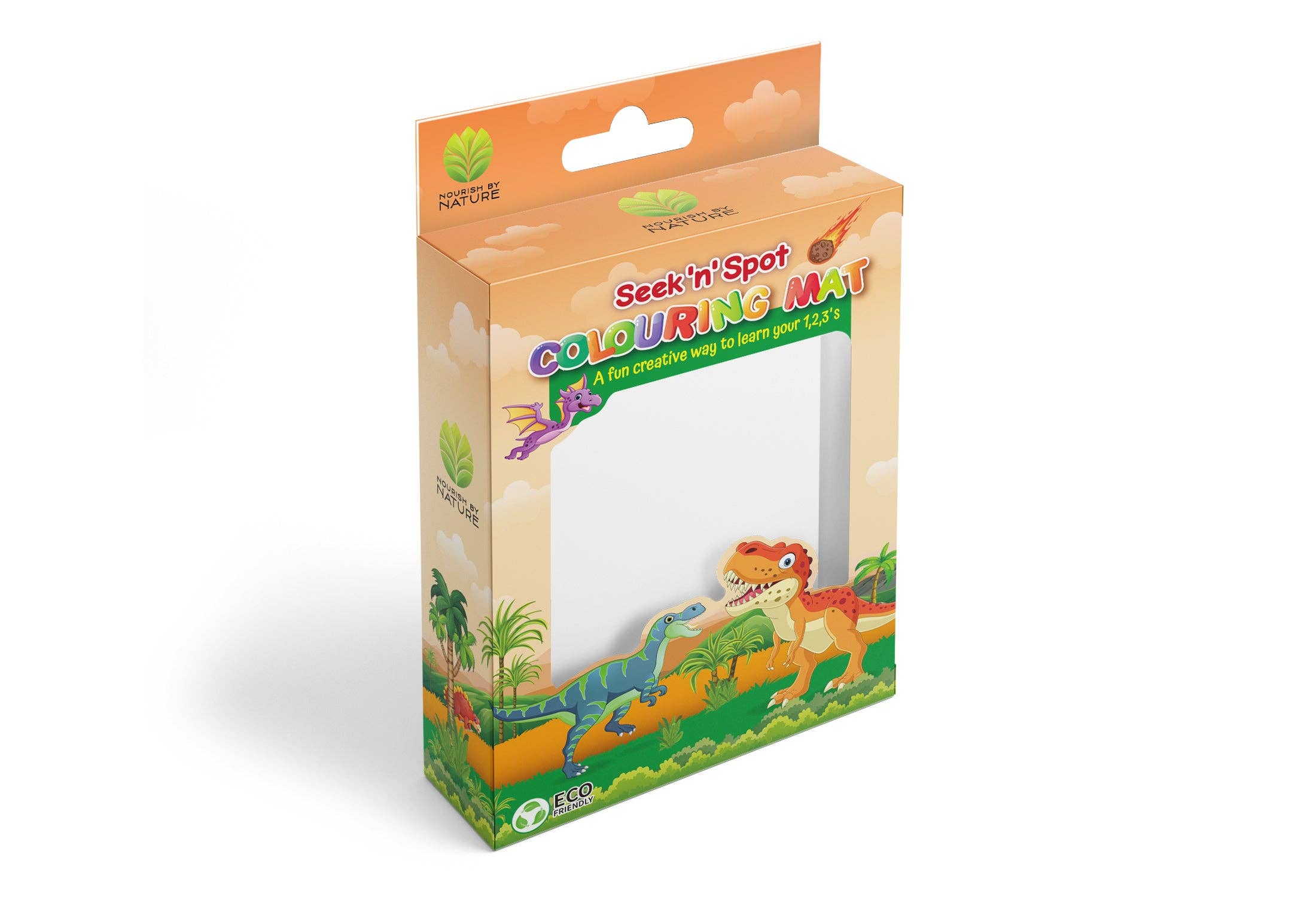 Nourish By Nature - Reusable Colouring Mat | Dinosaur Seek & Spot A3 Silicone