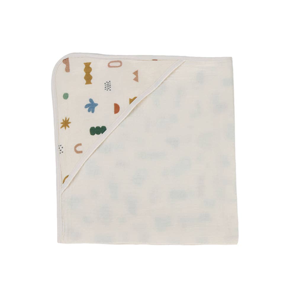 Living Textiles | Muslin Hooded Towel Geo Mod
