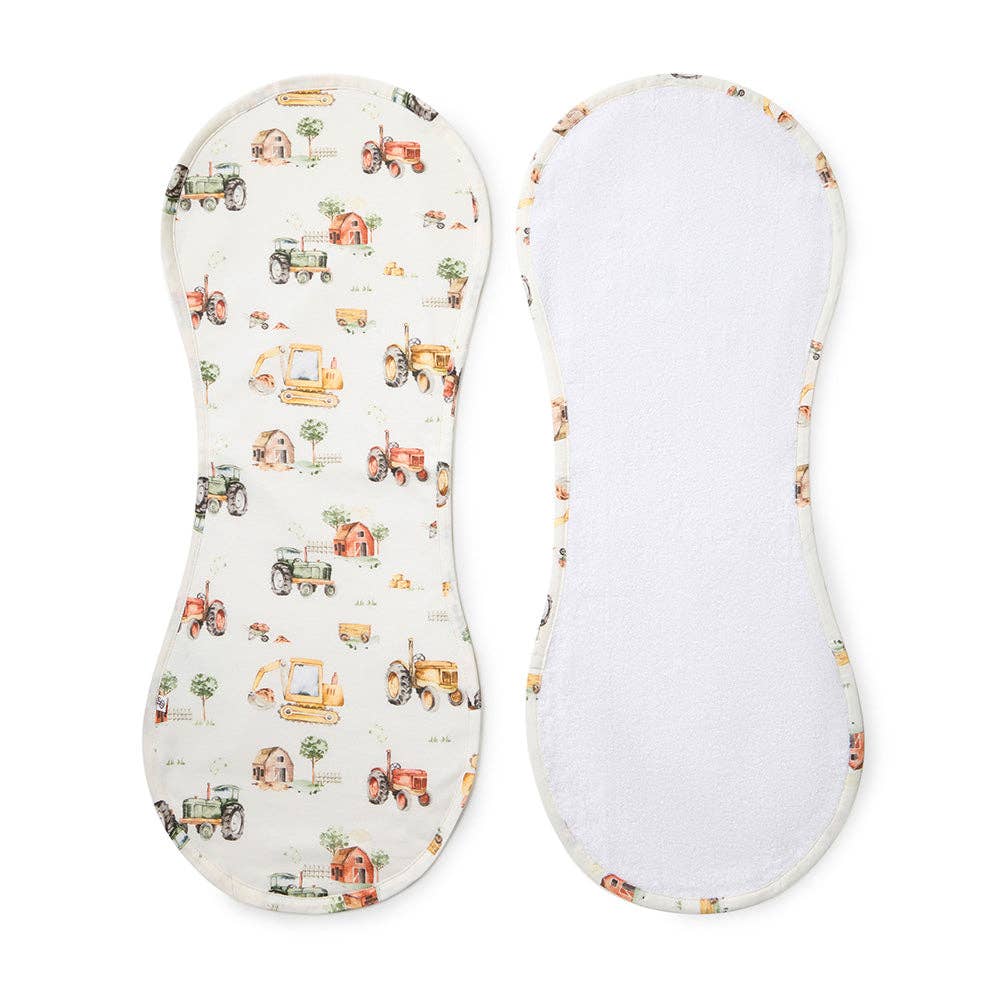 Snuggle Hunny - Diggers & Tractors Organic Cotton Burp Cloth