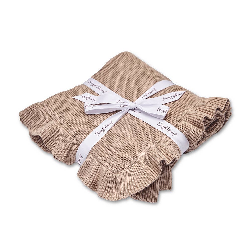 Snuggle Hunny - Hazelnut Ruffle Knit Organic Baby Blanket