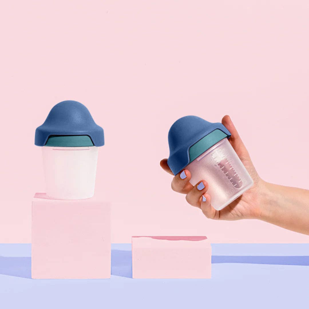Little Stackers - 180ml Baby Bottle Two Pack: Teal Navy / Latchtastic - Slow